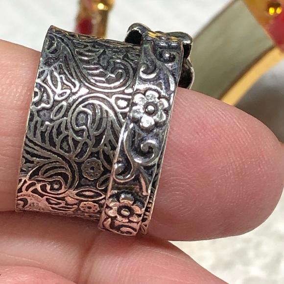 Sterling silver wide BAND “fidget” spinner ring -butterfly - Picture 6 of 9